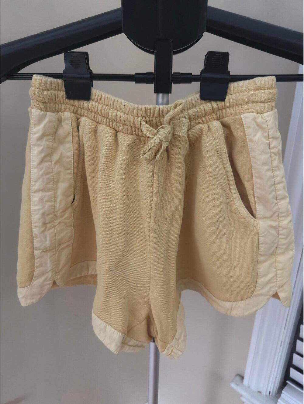 Unsubscribed Terry Cloth Lounge Shorts Satin Trim Beige XXS NWT